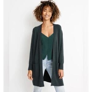 Madewell Kent Cardigan Long Sweater Forest Green Wool Alpaca Pockets Size XXS